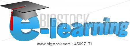 e-learning online Bildung Graduation Cap word