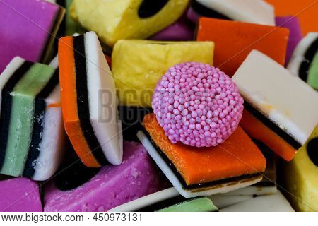 Den Helder, Netherlands. January 2022. Different Kinds Of English Licorice In Different Colors.
