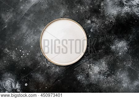 Ceramic Empty White Plate Set With Copy Space For Text Or Food With Copy Space For Text Or Food, Top