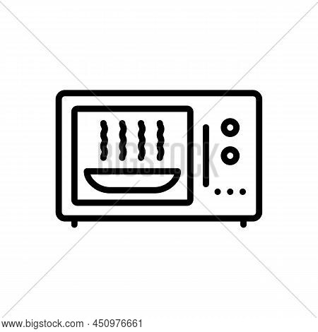 Microwave Oven Icon. Heating And Cooking. Fast Food, Popcorn, Drinks, Semi-finished Products. Vector
