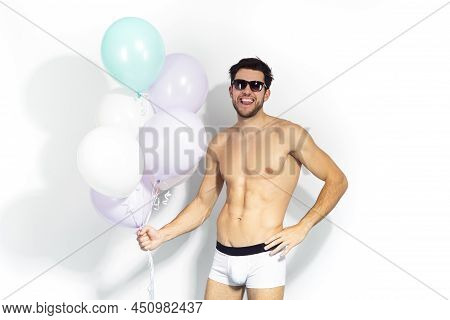 Handsome Caucasian Man Impressed Something Positive While On Party Or Club Presentation Wearing Cont