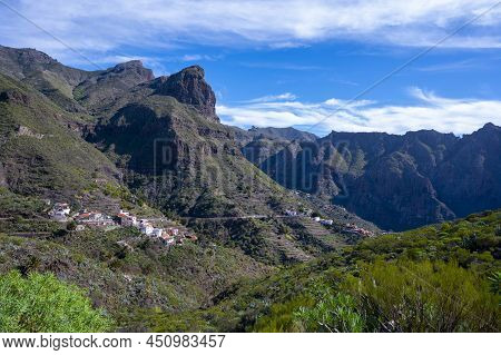 Mountains Range In Rural De Teno Park Near Isolated Village Masca On Tenerife, Canary Islands, Spain