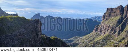 Mountains Range In Rural De Teno Park Near Isolated Village Masca On Tenerife And La Gomera Island O