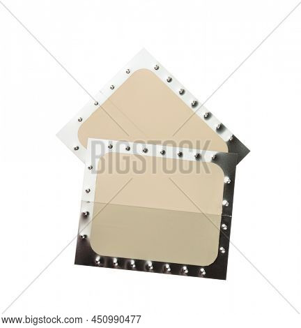 Top view of two unused transdermal nicotine patches isolated on white