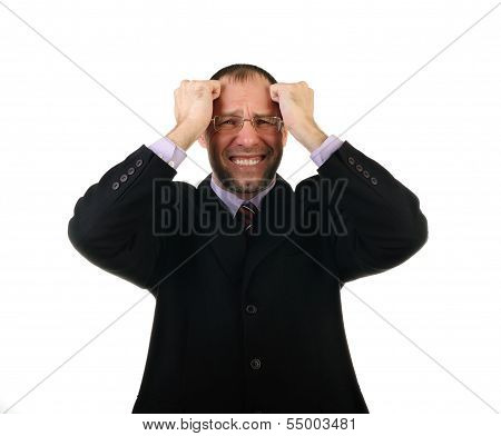 Sad Business Man Isolated On White Background