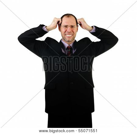 Sad Business Man Isolated On White Background
