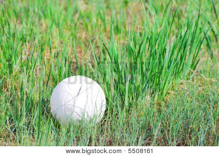 Bola de futebol na grama na luz solar
