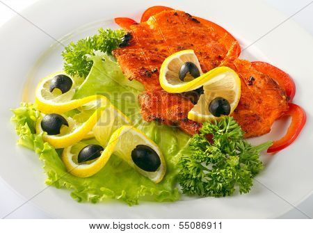 crispy grilled salmon steak