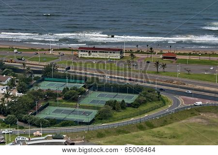 Several tennis court by seaside in Durban city