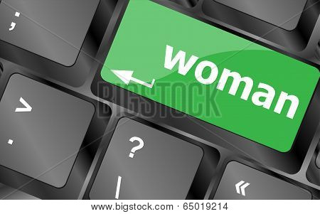 Woman Word On Keyboard Key Button