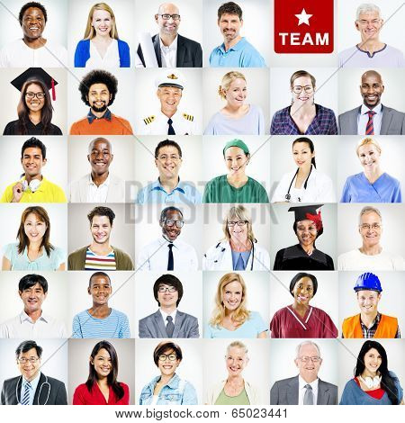 Portrait of Multiethnic Mixed Occupations People