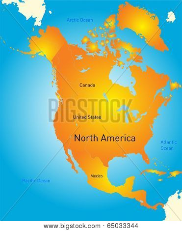 Vector map of north america continent