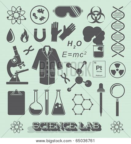 Vector Set: Scientist Lab Icon and Symbols