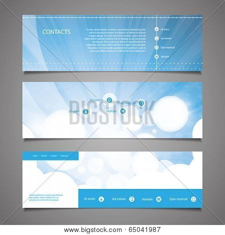 Web Design Elements - Blue and White Abstract Header Design with Circles