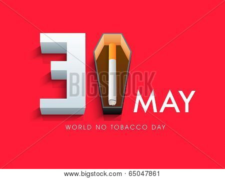 Poster, banner or flyer design for World No Tobacco Day with stylish text and cigarette on red background.