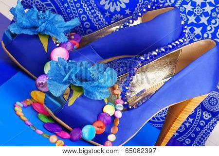 Blue Shoes With Necklace