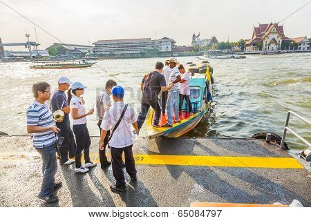 Man Lands His Ferry And Takes New Passenger On Board At The Ferry