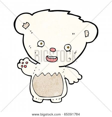 cartoon polar bearcub waving