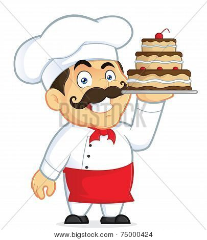 Chef with Chocolate Cake