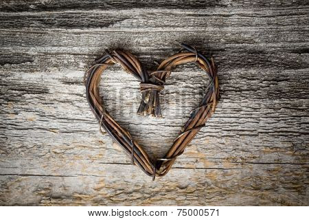 Close up of heart made from willow