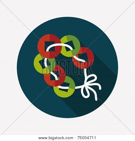 Chinese New Year Flat Icon With Long Shadow,eps10, Ancient Coins Lucky Pendant Means 