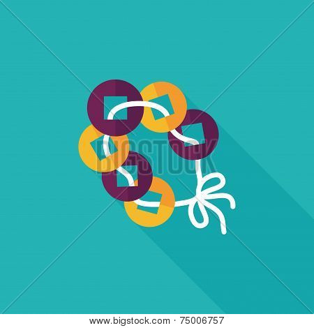 Chinese New Year Flat Icon With Long Shadow,eps10, Ancient Coins Lucky Pendant Means 