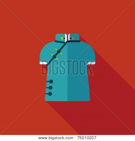 Chinese Cheongsam Flat Icon With Long Shadow,eps10