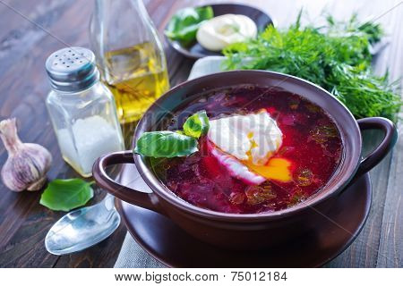 freshly brewed Ukrainian borsch