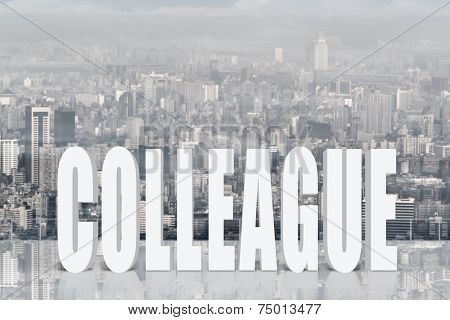Concept of partner, assist, member etc with 3d text under sky.