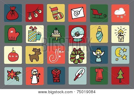 New year,Christmas icons button set