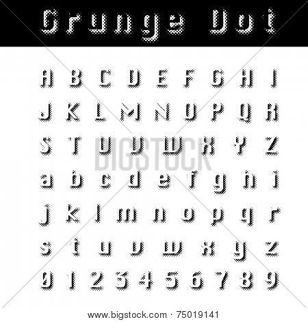 vector dotted shadow halftone raster font 