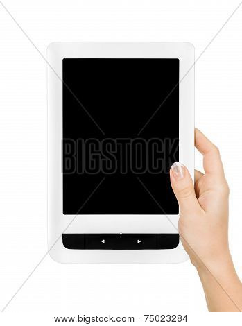 Holding E-book Reader In Hands.