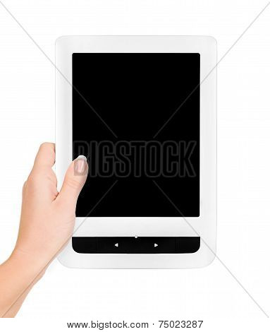 Holding E-book Reader In Hands.