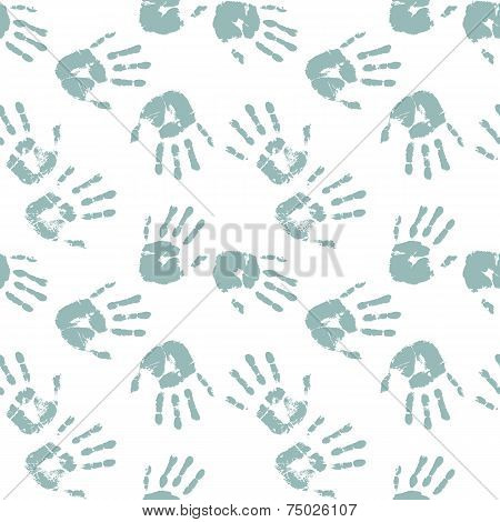 Blue palm prints. Seamless background