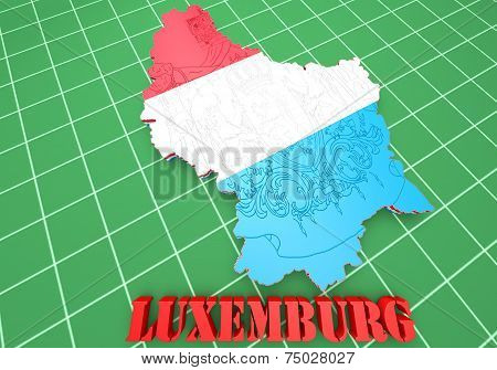 Map Illustration Of Luxembourg With Flag