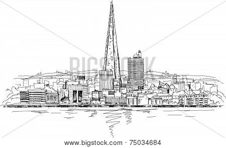 London panoramic view and Shard of glass building, Sketch collection