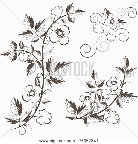 Vector retro floral background with flowers