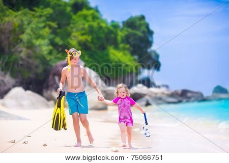 Kids Playing On A Beach