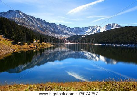 Scenic landscape near Clinton Gulch dam reservoir