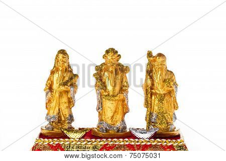 Golden Fu Lu Shou For Good Luck And Wealhty