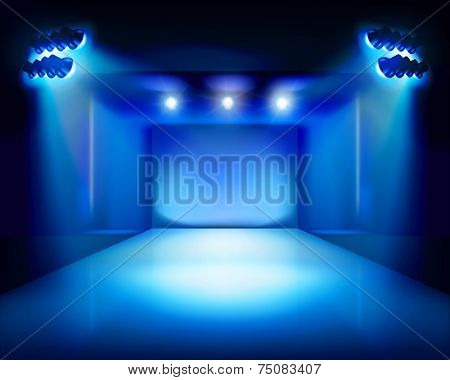 Stage with runway. Vector illustration.
