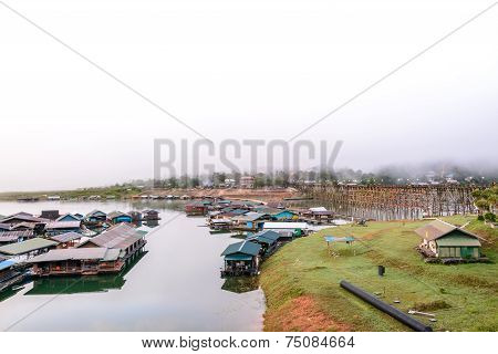 The Floating Village In Sangkhlaburi, Thailand