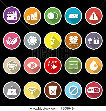 Electronic Sign Flat Icons With Long Shadow