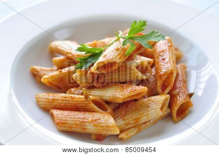 Penne pasta with chili sauce arrabiata