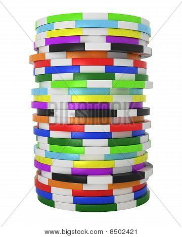 Colored Casino Or Roulette Chips Stack Isolated