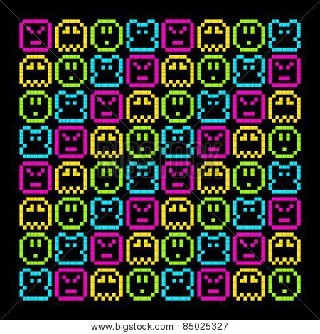 8-bit Pixel Retro Arcade Pattern. Eps8 Vector
