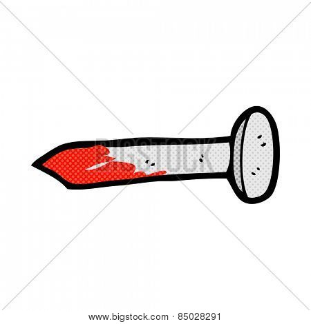 retro comic book style cartoon bloody nail