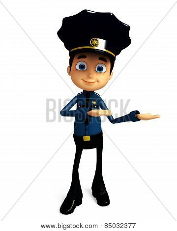 Policeman With Presentation Pose