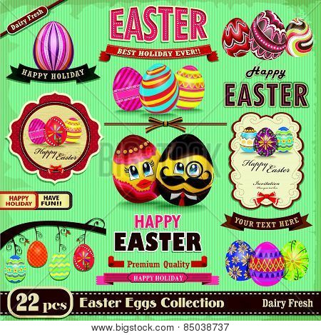 Vintage Easter egg design element set