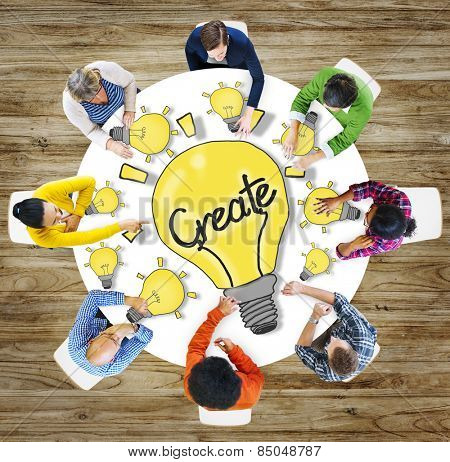 Aerial View People Creativity Breaking New Ground Concepts